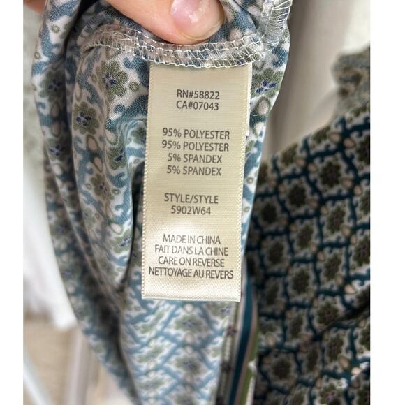 Max Studio Women's Size S Dark Green Floral Print Boho Pleated Dress #0556 - Picture 8 of 12